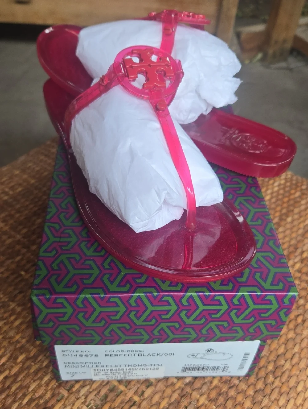 Tory Burch Hot Pink Mini Miller Jelly Thong Sandal